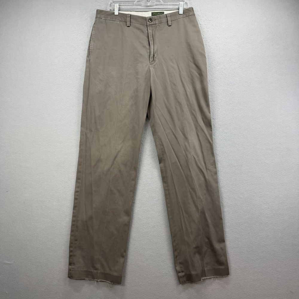Eddie Bauer Pants Men's‎ 34x33* Tan Khaki Classic Fit Grunge Frayed Grandpa Y2K